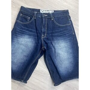 Avirex VTG Men's Jean Shorts Blue Wash Denim Y2K Baggy Jorts 14" Inseam Size 36